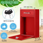Yaocom Locking Mailbox with Key for Outdoor 12.2 x 8.5 x 3 Inches Large Wall Mount Mail Box with Lock Security Mail Drop Metal Collection Boxes Hanging Secure Postbox(Red)
