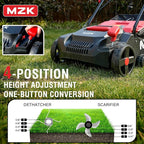 MZK 13-inch 13-Amp 2-in-1 Electric Dethatcher and Scarifier w/Removeable 4-Position Height Adjustment,Lawn dethatcher w/8-Gallon Thatch Collection Bag,Keep Lawn Health (DS13A04)
