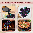 Magic Bat Heat-Resistant Silicone Oven Mitts and Pot Holders,Long Oven Gloves with Non-Slip Grip for Cooking, Baking, Grilling,BBQ