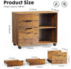 3 Drawer File Cabinet Lateral Printer Stand with Adjustable Storage Shelves for Home Office Small Space, Rustic Brown