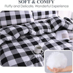 Andency Black Plaid Comforter Set Full Size (79x90 Inch), 3 Pieces (1 Gingham Comforter and 2 Pillowcases), Summer Lightweight Microfiber Buffalo Check Down Alternative Comforter Set