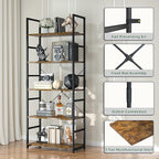 OTK 5 Tier Bookshelf, Tall Bookcase, Office Shelf Storage Organizer, Modern Book Shelf for Living Room, Bedroom, and Home Office, Vintage