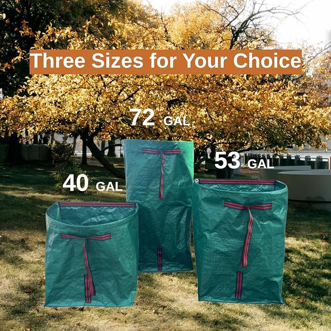 4-Pack leaf collectors,Large Yard Dustpan-Type 53-Gallon Garden Bag for Collecting Leaves，Reuseable Heavy Duty lawn and leaf bags，Garden Waste Container for Clean Up Outdoor Debris Grass Clippings