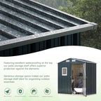 6X4X6.5 FT Compact Vertical Outdoor Steel Storage Shed with Lockable Doors, Ideal for Garden, Backyard, and Patio Utility and Small Tool Storage,Bike Shed, Garbage Can, Chicken Coop