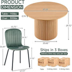 5 Piece Round Dining Table Set for 4, Mid Century Modern Wooden Kitchen Table and Chairs, Space-Saving Small Dinette Set (47 Inch Oak Table+4 Green Chairs)