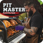 KITCHEN PERFECTION XL Silicone Smoker BBQ Gloves -Heat Resistant Oven Mitts | Waterproof, 5-Finger Design For A Better Grip, for Pitmasters, Meat Smoking, Grilling, Cooking, Frying Turkey | Grill Gift