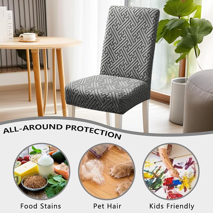 Chair Covers, Dining Room Chair Covers, Anti-cat Scratch, Washable, Regular Size, Chair Covers 4 Pack, for Kitchen, Hotel, Meeting