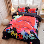 Aimuan Gaming Comforter Sets for Boys Kids Bedding Sets Video Games Console Action Buttons Novelty Colorful Game Gamepad Controller Modern Gamer Room Decor Home Quilt Set (Twin, Black)