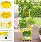 TOSKING 5 Tier Metal Plant Stand Indoor， Plant Shelf, Corner Shelf Flower Pot Stand for Outdoor Plant Stand for Living Room Balcony Garden Patio Bedroom (yellow, 38in)