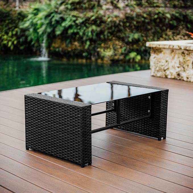 Nestl Wicker Outdoor Furniture Set - 4 Piece Patio Set (Grey/Navy)