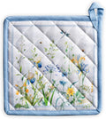Maison d' Hermine Pot Holders 100% Cotton Potholders (8" x 8", Pack of 1) | Heat Resistant Hot Pads with Loop BBQ Cooking Baking Farmhouse Kitchen Handling Hot Pans Spring Summer - Fleurs De Mai
