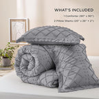 Bedsure Queen Comforter Set - Grey Comforter, Boho Tufted Shabby Chic Bedding Comforter Set, 3 Pieces Vintage Farmhouse Bed Set for All Seasons, Fluffy Soft Bedding Set with 2 Pillow Shams