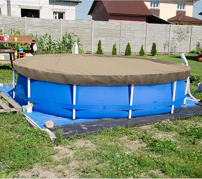 ECOOPTS 18 ft Round Pool Cover for Above Ground Pools, Swimming Pool Cover Protector Winter Safety Cover (Sand)