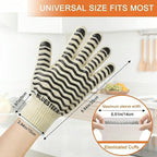 Oven Gloves 932°F Heat Resistant Oven Mitts with Fingers, Heat Proof BBQ Grill Gloves Silicone Grip Fireproof Gloves for Kitchen Cooking Grilling Baking