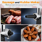 Electric Meat Grinder, 2000W Max Sausage Stuffer Maker, Vegetable Cheese Grater with 3 Shredder Slicer Blades, 2 Blades, 3 Plates, Sausage Tube, 2 Meat Claws, Burger Press & Kubbe Kit
