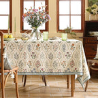 ISAENNE Designer Linen Square Tablecloth,Western Colorful Floral Indoor Table Cloth,Fall Wrinkle Resistant Decor Tablecloths for Dining Thanksgiving Kitchen Christmas,67"*67"-Serenity B