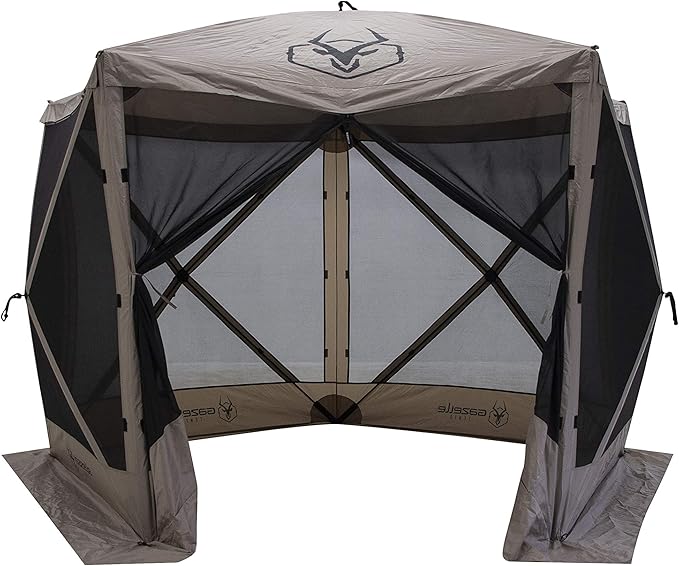 Gazelle Tents™, G5 5-Sided Portable Gazebo, Easy Pop-Up Hub Screen Tent, Waterproof, UV Resistant, 4-Person & Table, Desert Sand, 85" x 115" x 106", GG501DS