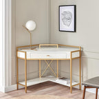 Leick Home 9230-WTGL Claudette Mixed Metal and Wood Desk, 48" W, White/gold