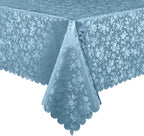 Smiry Rectangle Waterproof Heavy Duty Vinyl Tablecloths, 60 x 102 Inch | Wipeable Washable Floral Embossed Table Cover for Kitchen and Dining Room, Indoor & Outdoor Use, Stone Blue