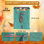 Leaf Collector, Large Yard Dustpan-Type Lawn and Leaf Bags, 53-Gallon Reusable Garden Bags for Leaves, Debris, Grass, Clippings, Lawn Trash