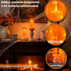 Sasigeiaa Flameless Candles with Embedded Star String - Battery Operated LED Candles, with Remote,7 Orange Flickering Candles for Christmas, Weddings, Home Decor & Party,(D 2.3"×H 5" 6" 7")