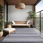 Stripe Outdoor Rug 5x7 Washable Outside Carpet for Indoor Patio Porch Waterproof Easy Cleaning Non Shedding Area Rugs Blue 5 x 7