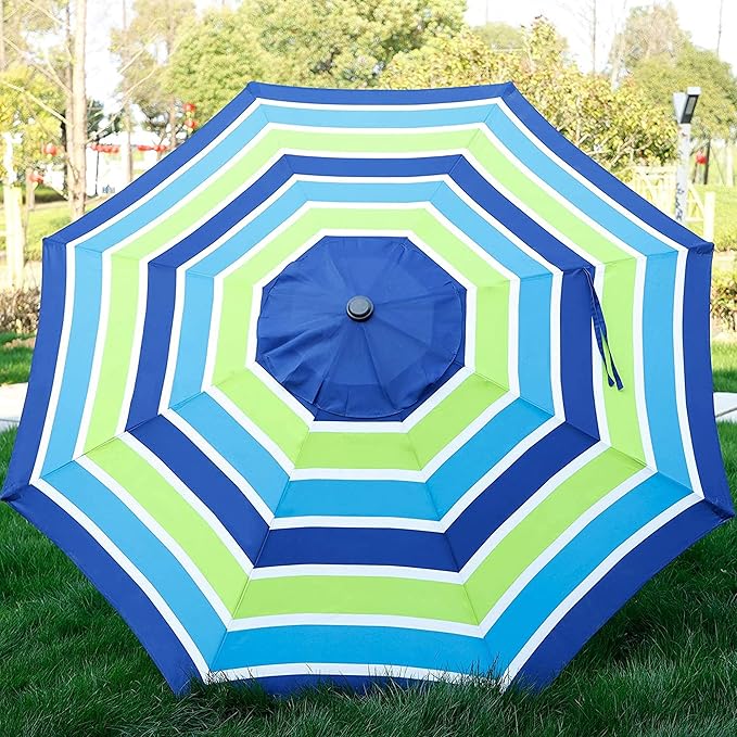Blissun 9' Outdoor Patio Umbrella, Outdoor Table Umbrella, Yard Umbrella, Market Umbrella with 8 Sturdy Ribs, Push Button Tilt and Crank