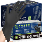 SWIFTLITE Black Nitrile Gloves, Food Safe Disposable Gloves Latex Free, Rubber Gloves Powder Free for Cooking, Kitchen Clean