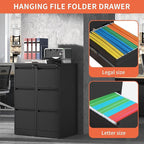 3 Drawer File Cabinet,Metal Filing Cabinets for Home Office, Black Vertical File Cabinet with Lock,Heavy Duty Metal Storage Cabinet for A4/Letter/Legal Size Files,Assembly Required