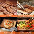 Dailyart Copper Grill Mats for Outdoor Grill, Set of 5 BBQ Grilling Mats for Outdoor Reusable & Easy to Clean & Non-Stick Copper Grill Sheets - Barbecue Grill Accessories for Gas, Charcoal, Electric
