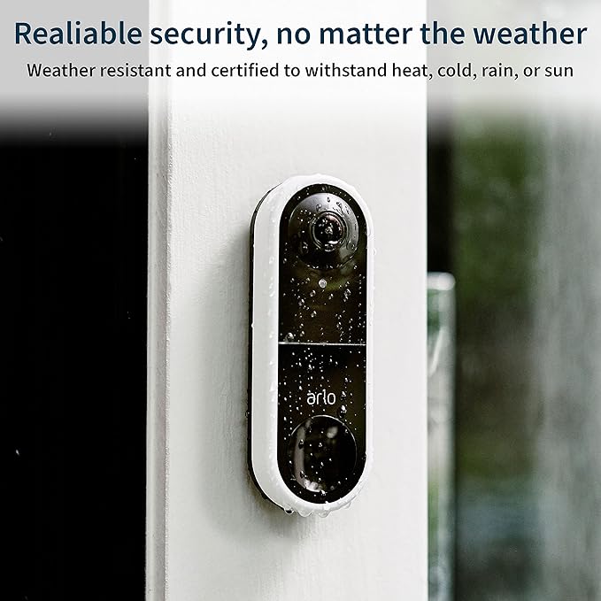 Arlo Essential Wired Video Doorbell - HD Video, 180° View, Night Vision, 2 Way Audio, Black - AVD1001B