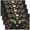 Feelyou Bohemian Moth Placemats Set of 4 18"x12" Boho Exotic Butterfly Placemat for Kitchen Dining Table Decor Indoor Outdoor for Kids Teens Adults Sun Moon Table Place Mats, Galaxy Floral Botanical