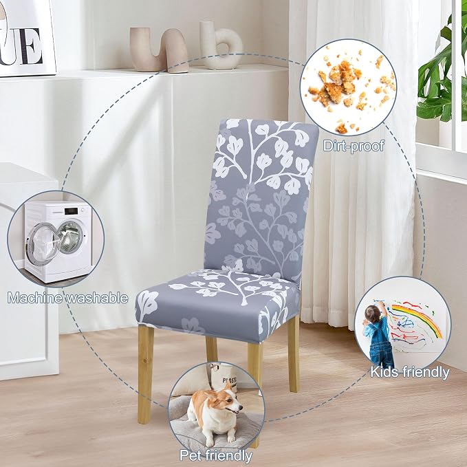 Dining Chair Covers, Stretch Seat Covers, Washable Furniture Protector | Washable, Stretch Fit, Soft, Non Slip, Dining Chair Covers, Seat Protector, Furniture Protector