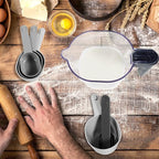 Stackable 10-Piece Measuring Cups and Spoons Set with Lids | BPA-free & dishwasher safe. Kitchen gadgets for cooking & baking. Dust-proof nested utensils for dry or liquid food.