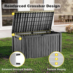 200 Gallon Waterproof Outdoor Storage Box, UV Resistant Resin Deck Box with Hydraulic Rod for Reinforced Stability, Perfect for Patio, Garden, and Pool,Black