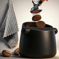 5-Inch Espresso Knock Box, Holds 15+ Coffee Pucks with Barista Towels, Removable Knock Bar & Anti-Slip Base, Espresso Machine Accessories for Home/Office (Modern Black)