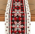 Artoid Mode Buffalo Plaid Snowflakes Christmas Table Runner, Seasonal Winter Kitchen Dining Table Decoration for Home Party Decor 13x108 Inch