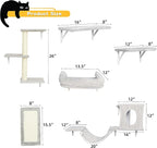 NUNU LAB Wall Mounted Cat Furniture Set - 6 Pcs Climber Set with House, Bridge, Steps, Scratcher Board - DIY Walls Playground, Indoor Cat Shelves - Gray
