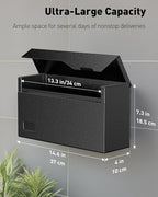 Uniclife Wall Mount Mailbox for Outside, Large Metal Mail Box for House | Heavy Duty, Modern Post Box, Letters Drop Box for Outdoor Office (No Lock)
