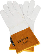 BEETRO Working Gloves 1 Pair, Tig Welding Cowhide Split Leather, Heat/Fire Resistant BBQ/Warehouse/Heavy Duty/Animal Handling Glove, Extremely Soft and Flexible
