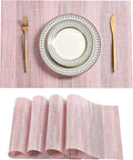 Leetaltree Misty Rose Placemats Set of 4 - Heat Resistant Non-Slip Place mats for Dining Table, Washable Durable PVC Vinyl Woven Table Mats（Misty Rose, 4）