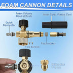 Tool Daily Foam Cannon with Dual Connector Accessory, 1/4 Inch Quick Connector, 5 Pressure Washer Nozzle Tips, 1 Liter