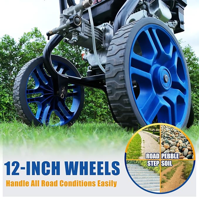 TOOLCY Gas Powered Pressure Washer, 3200 PSI and 2.6 Max GPM, Reinforced Pump, 35FT Extended Power Hose, Kink-Less Swivel Gun with & 5 Nozzles, for Cars/Fences/Driveways/Homes/Patios