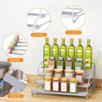 RCHYFEED 4 Tier Spice Rack Organizer, Spice Organization for Cabinet,Pantry, Countertop,Tiered Spice Rack Easy Visibility,Depth Expandable Seasoning Shelf for Kitchen Cabinet Organizer,Silver,2 PACK