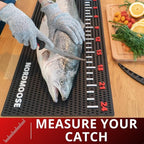 Fish Fillet Mat with Storage Bag and Fish Ruler Decal. Large 28""x14"" Nonslip Fish Cleaning Mat that Grips the Fish - Durable & Easy to Clean, Portable Fish Cutting Board, Black