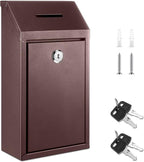Yaocom Metal Money Box,Brown,10.24 x 5.71 x 2.95 Inch,No Lid | Wall Mounted Drop Donation Cash Box for Farm Stand Collection Safe Suggestion Box with Lock Container for Home Office Outdoor