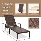 Pamapic Patio Lounge Chair, Patio Chaise Lounges with Thickened Cushion, PE Rattan Steel Frame Pool Lounge Chair Set for Patio Backyard Porch Garden Poolside(Beige)
