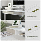 BANTI Height Adjustable Electric Standing Desk with 4 Drawers, 48 x 24 Inch Table with Storage Shelf, Sit Stand Desk, White Top