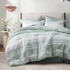 Bedsure Bed in a Bag Twin Size 5 Pieces, Sage Green White Striped Bedding Comforter Sets All Season Bed Set with 1 Pillow Sham, Flat Sheet, Fitted Sheet and 1 Pillowcase