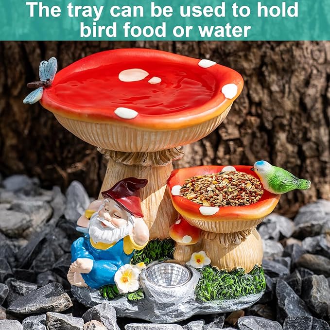 Solar Gnome Statues Figurine Lights - Garden Lighting Outdoor Decorations, Gnome Sleeping Under Mushroom, Yard Art Lawn Ornaments for Porch Patio Balcony - Gnome Gifts for Women Mom